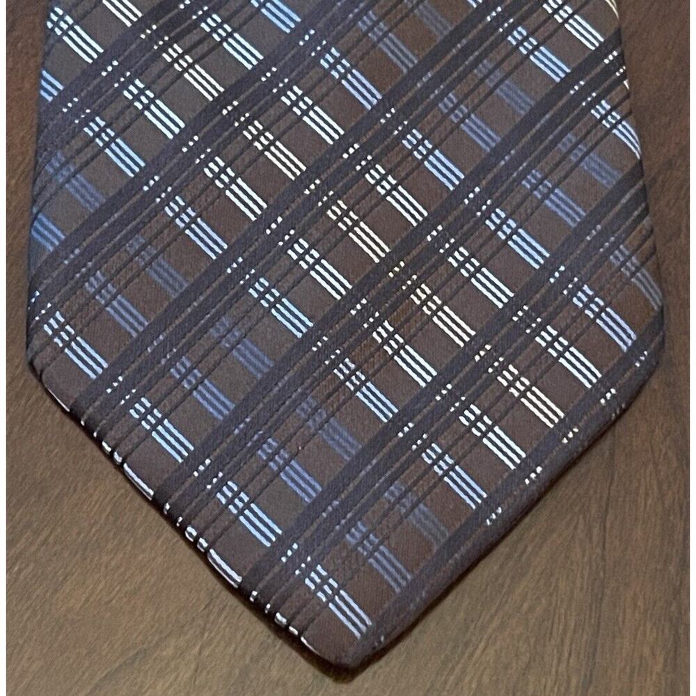 Vintage J.Ferrar Brown Blue 100% Imported Silk Men’s Neck Toe Made In USA
